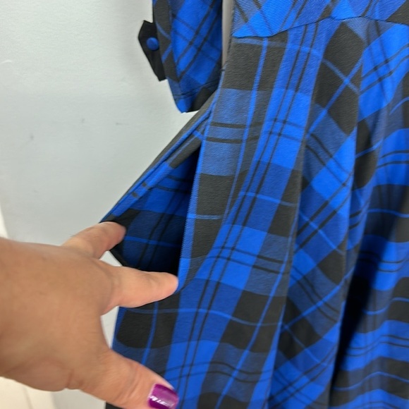 Rare NWOT Unique Vintage Trudy Dress Blue & Black Plaid Tartan - Picture 7 of 11